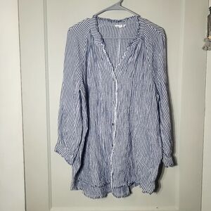 Striped Long-sleeve Button-up Top By Westbound, XL